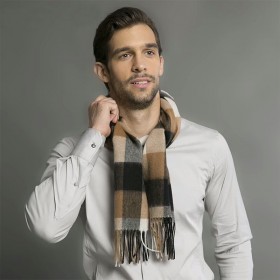 Pure Cashmere Scarves Black Brown White Men Winter Scarf